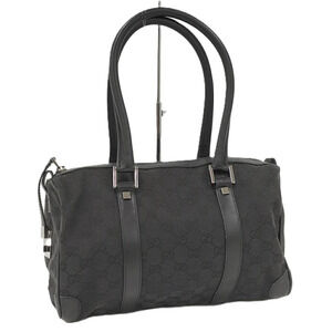 Gucci Boston Bag Shoulder GG Canvas Leather Black